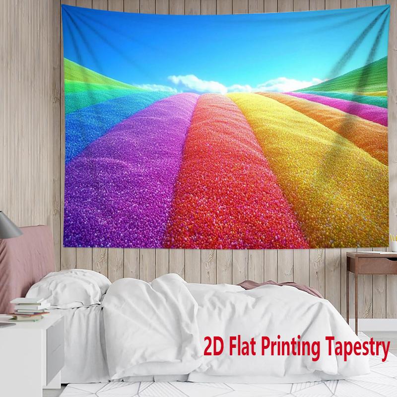 Colored Candy Mountain Design Digital Printing Polyester Wall Tapestry Suitable for Use Living Rooms Bedrooms Offices Bars Party