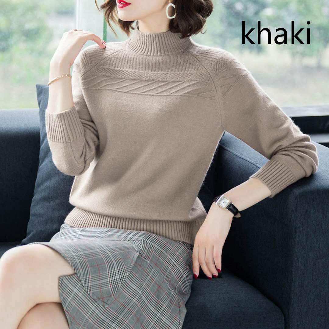 Женский пуловер на весну и осень однотонный вязаный повседневный свитер 3XL хаки 2850₽