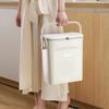 Cream Wall-Mounted Kitchen Trash Bin with Lid