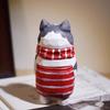 Christmas Decorations Wooden Kitten Couple Sculpture Home Decoration Handmade Wood Carving Kitten Ornaments Small Animal