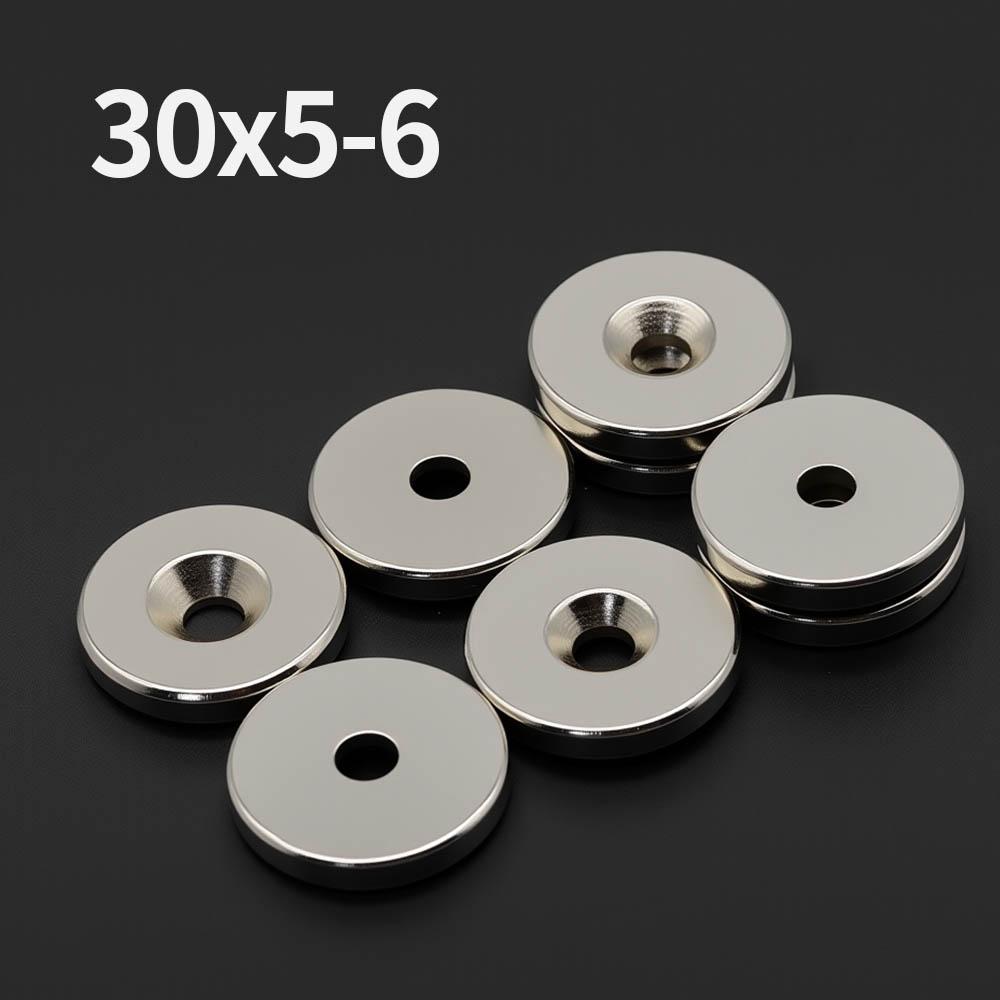 30x5-6mm Potente con fori Magnete al Neodimio N35 NdfeB Magneti Permanenti Rotondi Super Forti Magneti da Frigorifero Fai da te