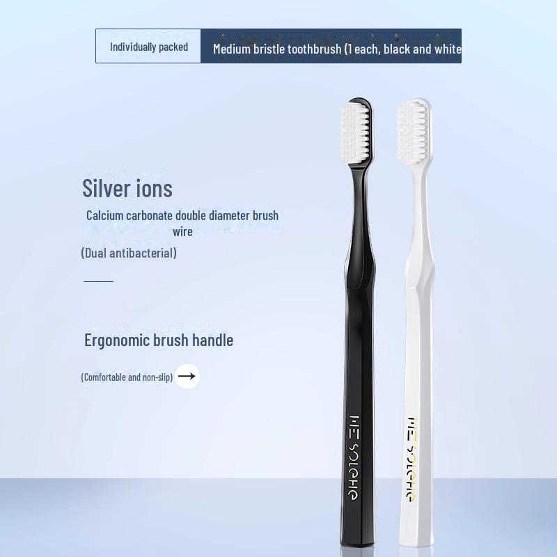 Hefengyu Men's Medium Hard Toothbrush 2-Pack: Durable Small Heads for Adults