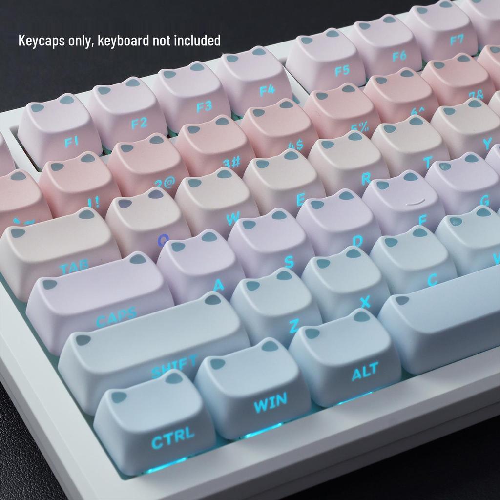 Cute Cat Ear Keycap: PBT Dye-Sublimation, Translucent, Compatible with MX Switches