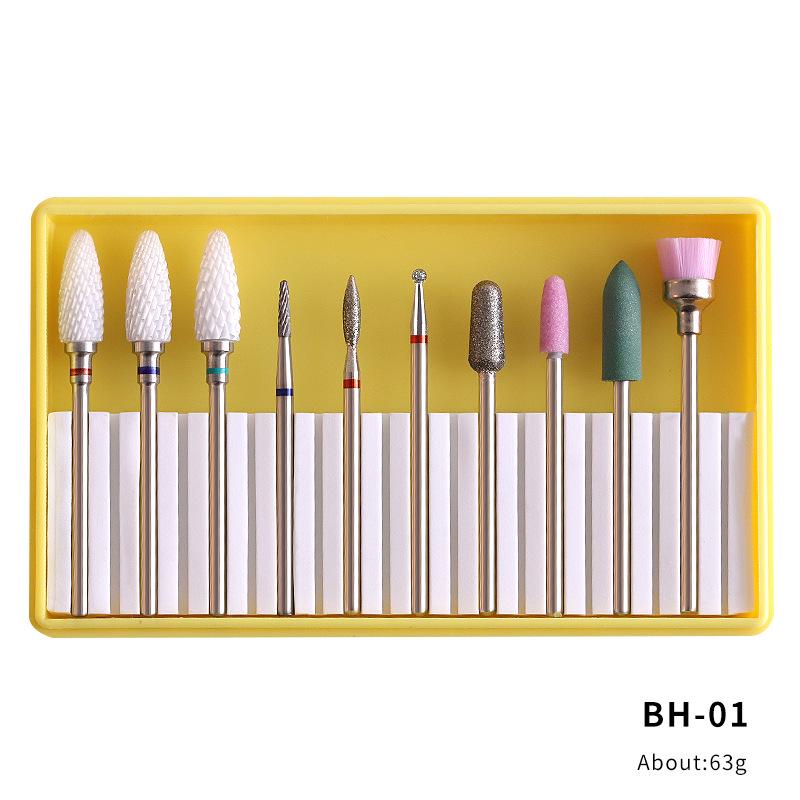 High quality new nail polishing tool alloy tungsten steel ceramic nail polishing head set polishing tool