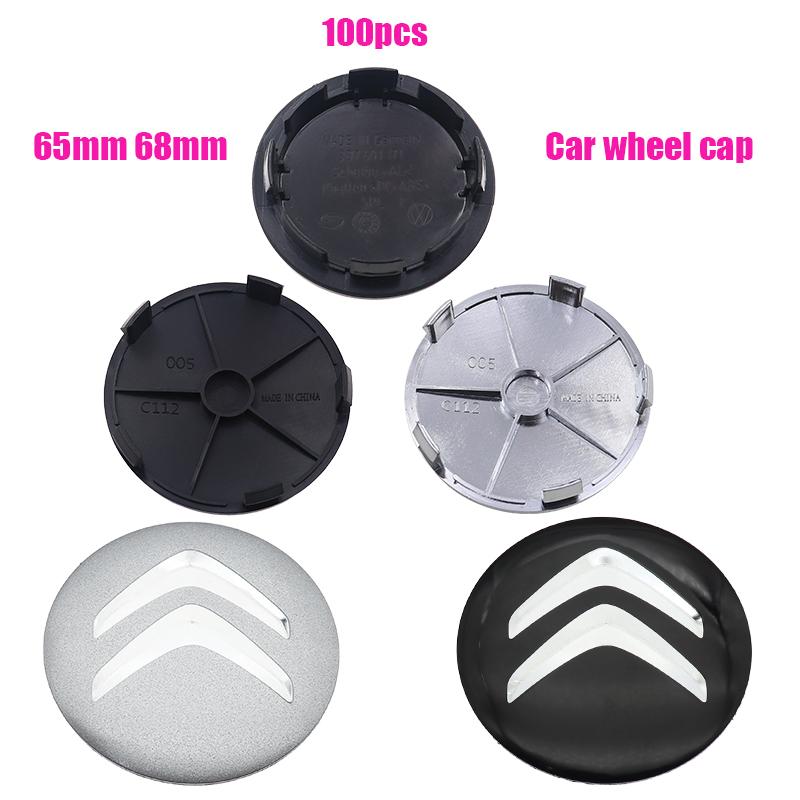 100pcs 3D 68mm 65mm Car wheel emblem Wheel Center Hub Cap auto Rim refit dust-proof badge covers styling accessories For Citroen