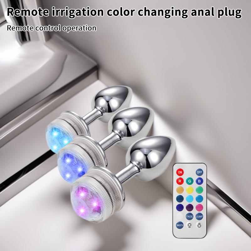 Colorful Anal Plug Led Glowing Butt Plug Vagina Massage Luminous Anal Tail Stainless Steel Butt Dilator Anus Sex Toys For Women