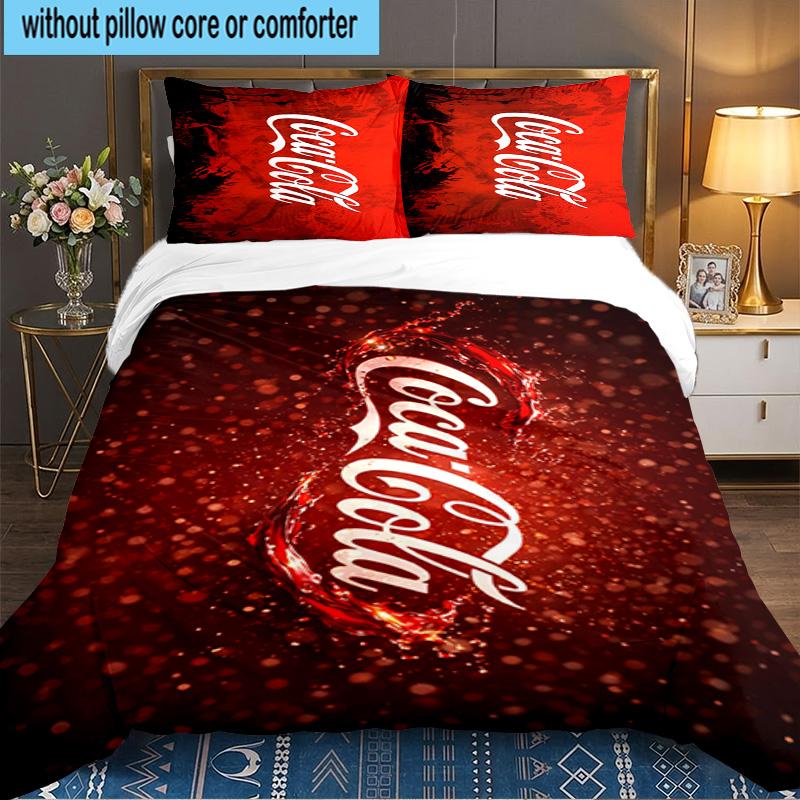 Coca-Cola Artwork Design 3-teiliges Bettwäsche-Set, Ideal für 1 Bettbezug und 2 Kissenbezüge, Perfekt als Geschenk für Fans, Ideal für Schlafzimmer, Studentenwohnheim