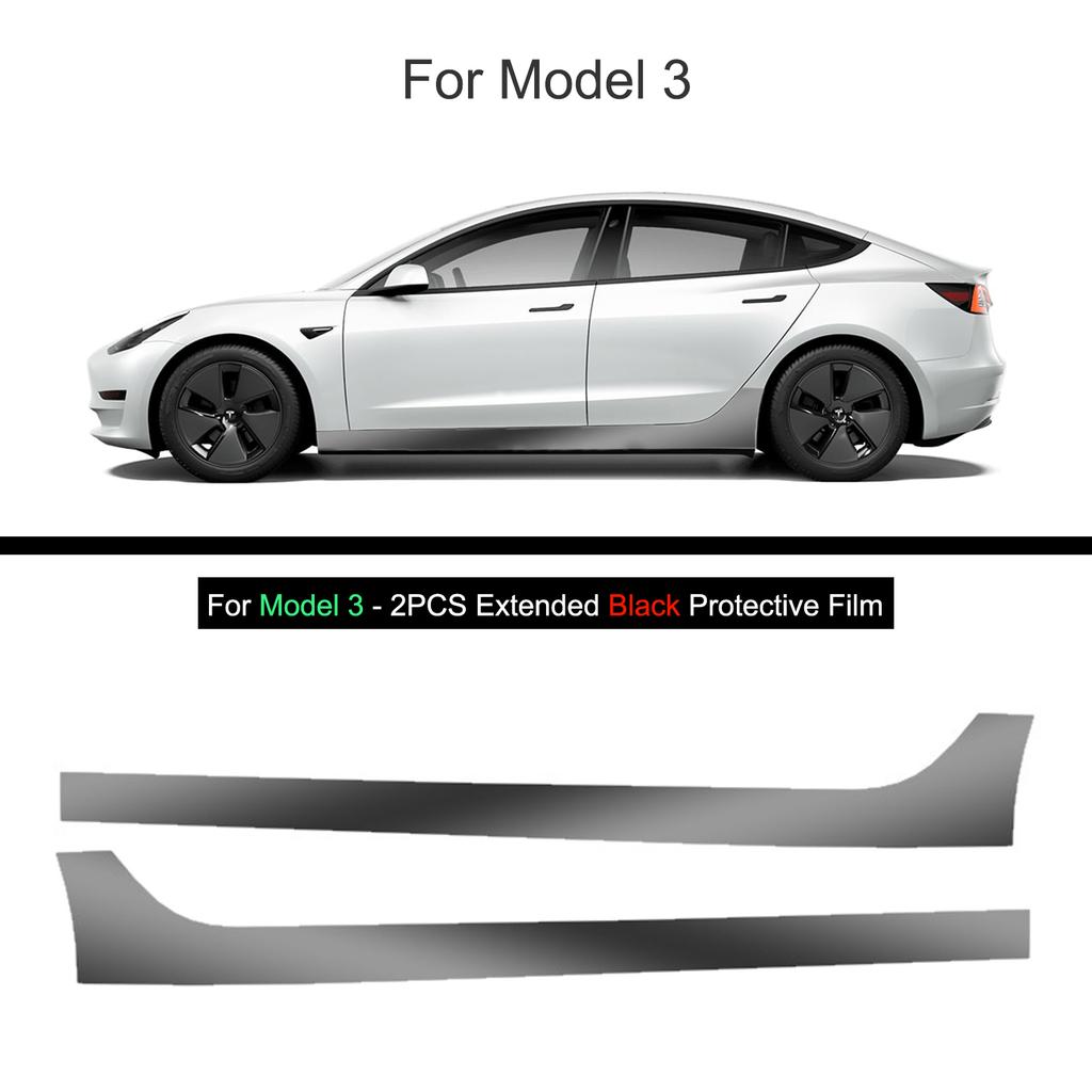 Black TPU Car Body Protective Film Invisible For Tesla Model 3/Y 2017-2025 Front Rear Door Extended Transparent Car Clothing Set