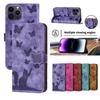 Applicable iPhone16E Leather Case 15plus Embossed Butterfly Cat Card Wallet Protective Case 17Pro Solid Color Matte