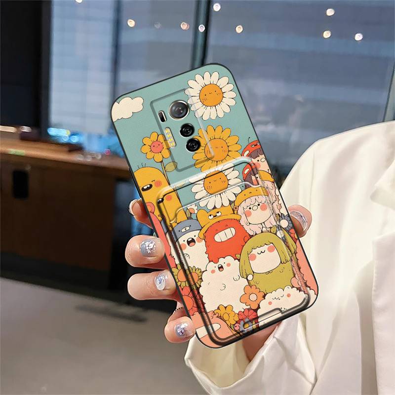 Fashion Design Anti-knock Phone Case For Tecno Phantom X/AC8 Graffiti Back Cover Silicone Durable Cartoon Card bag Cover