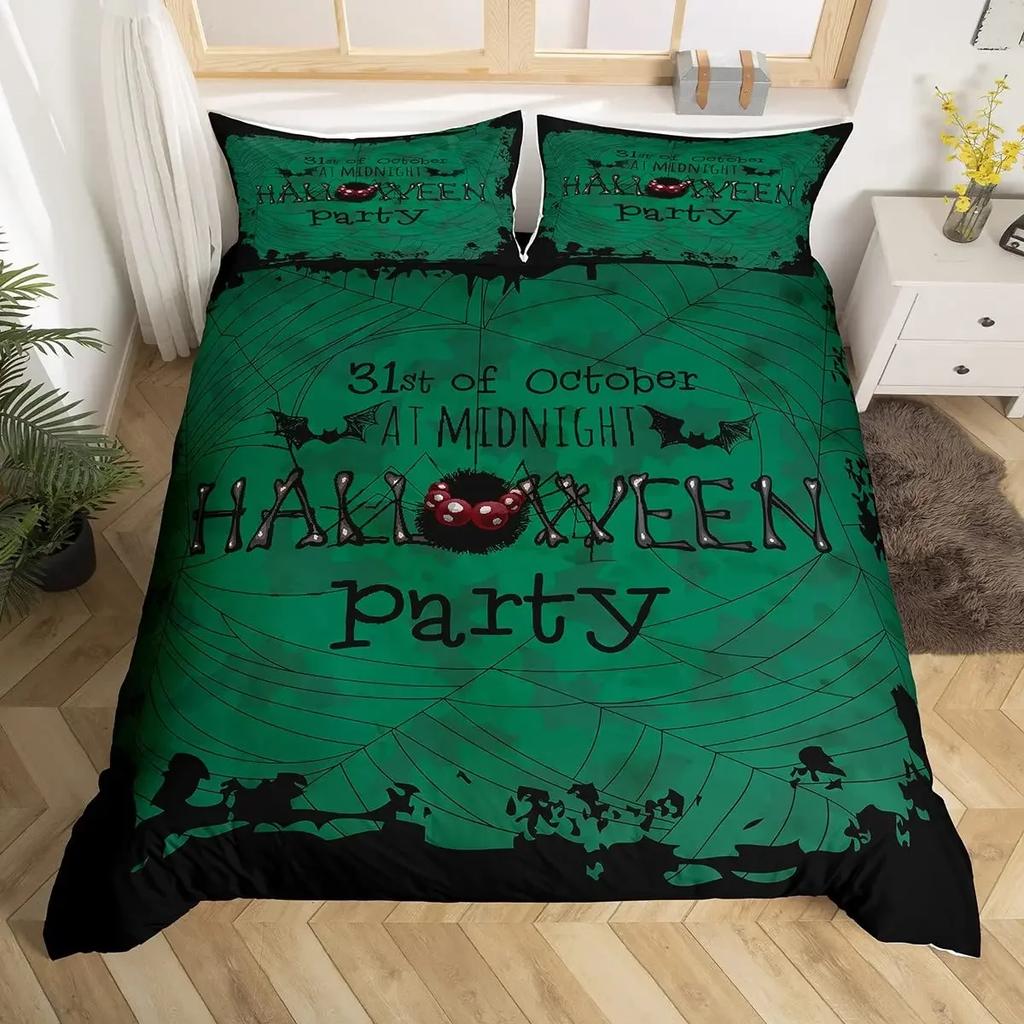 Comforter Halloween Tree Bedding Set Queen King Horror Theme Comforter Gothic Spooky Polyester Branches Grey
