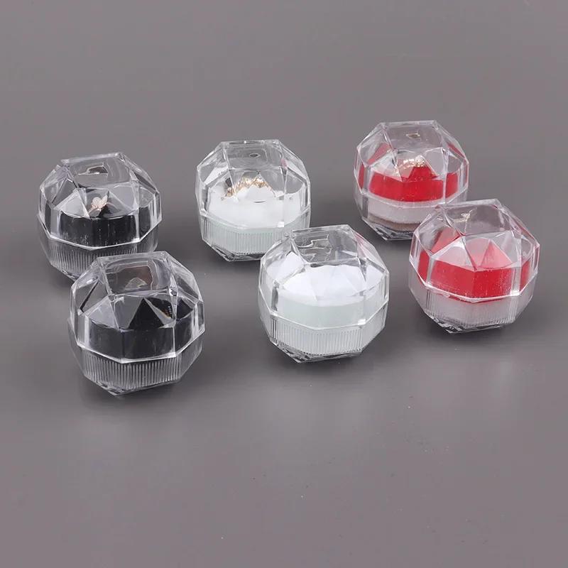 20 STÜCKE Acryl Kristall Ringboxen Aufbewahrungs-Präsentationsbox Aufbewahrungs-Organizer-Etui Transparente Verpackungsbox für Hochzeitsschmuck-Verpackung
