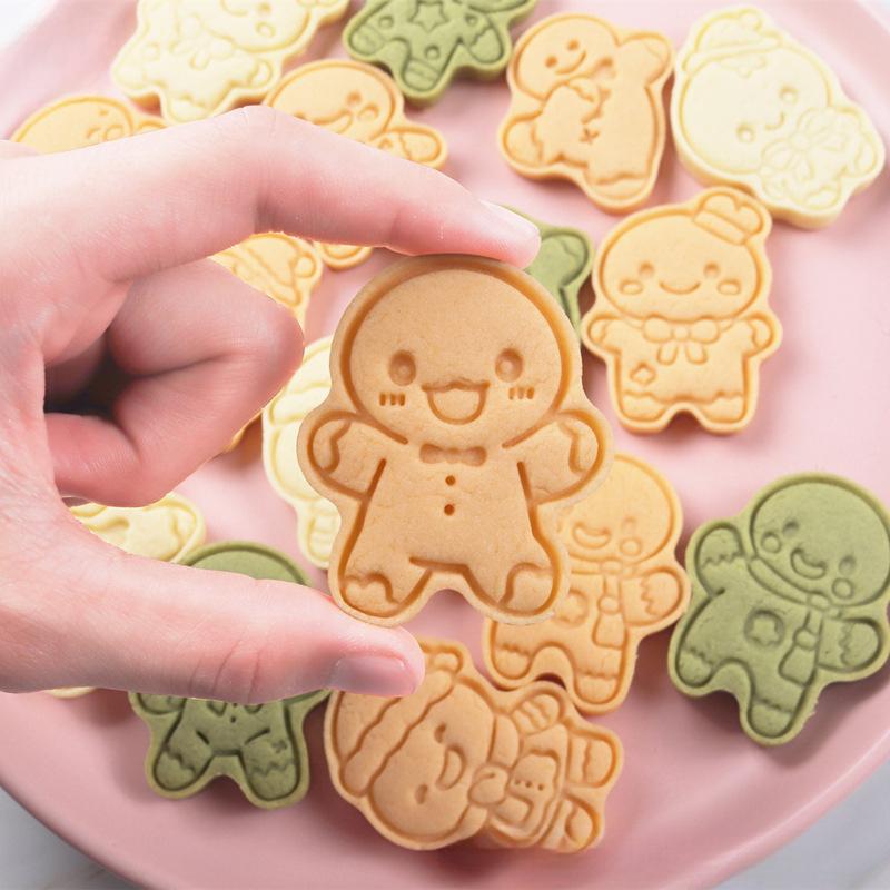 Christmas Cookie Cutter Gingerbread Man Stamp Mold Kids Christmas Party Embosser Biscuit Mold New Year Navidad Baking Decoration