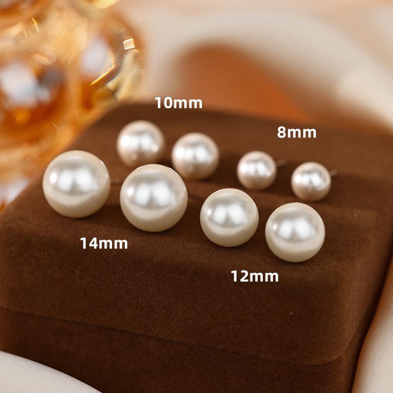 Perfectly Round Pearl Sterling Silver Stud Earrings with Colorful Retro Hong Kong Style and Big Light Bulb Design