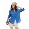 Peach Linen Embroidered Shirt Women's Long Sleeve Loose Lapel Commuter Sunscreen Shirt Summer Top