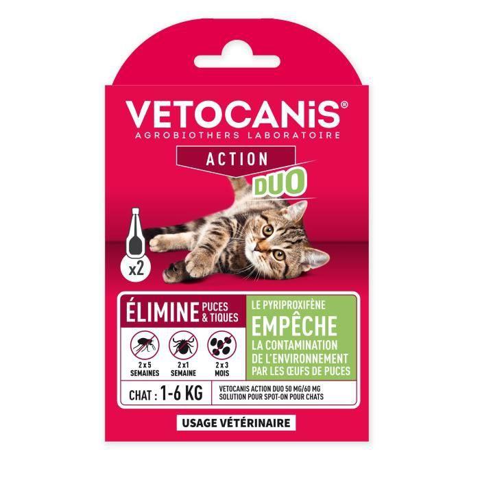 Action Duo pipette - VETOCANIS - Anti-Puces Anti-Tiques Chat