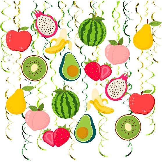 

30PCS Fruit Hanging Swirls Decorations Twotti Frutti Birthday Party Decor Summer Tropical Fruit Themed Ceiling Streamer for Birthday Baby Shower