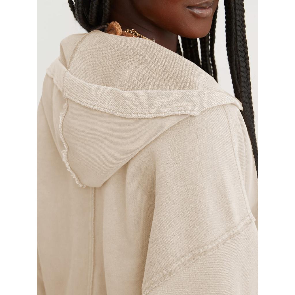 Fashionable Loose and Trendy Hooded Sweatshirt for Women In Spring and Autumn, Women's V-neck Top, Pullover Long Sleeved Shirt