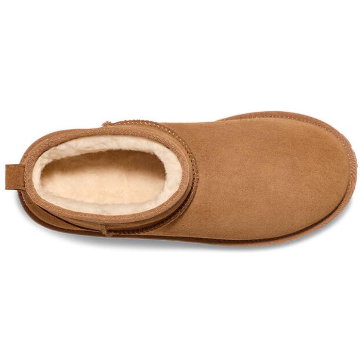 UGG Two-Layer Cowhide Warm Non-Slip Comfortable Solid Color Short Snow Boots Unisex Snow Boots Brown 1166732-CHE