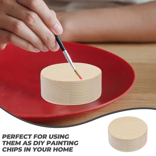 EXCEART Wood Slices, 5x5x0.8cm, Set of 10, Natural Round Wood Pieces, Paintable for DIY Crafts, Handmade Decorations, Coasters, and Photo Props