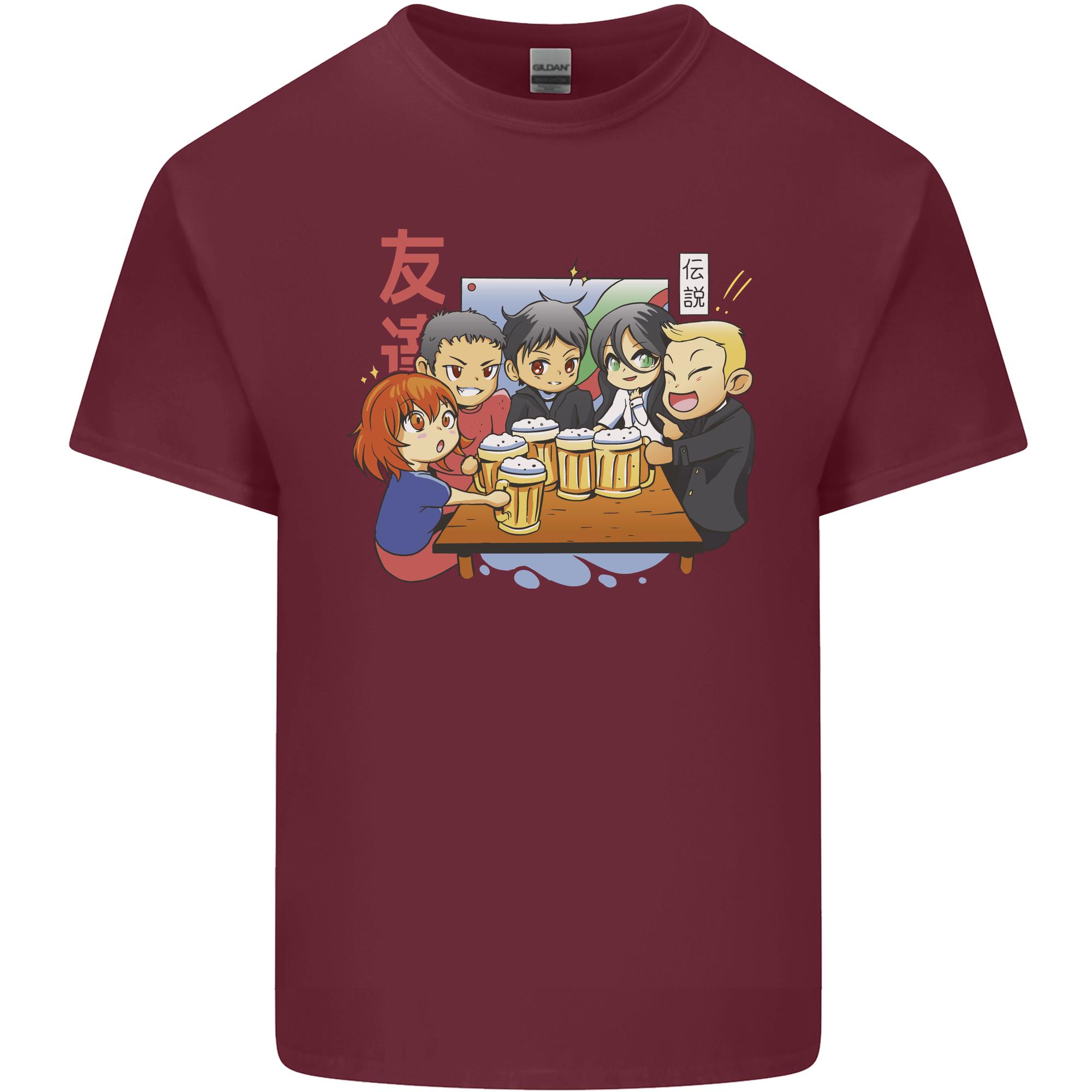 Chibi Anime Friends Drinking Beer Unisexs Light Cotton TShirt S