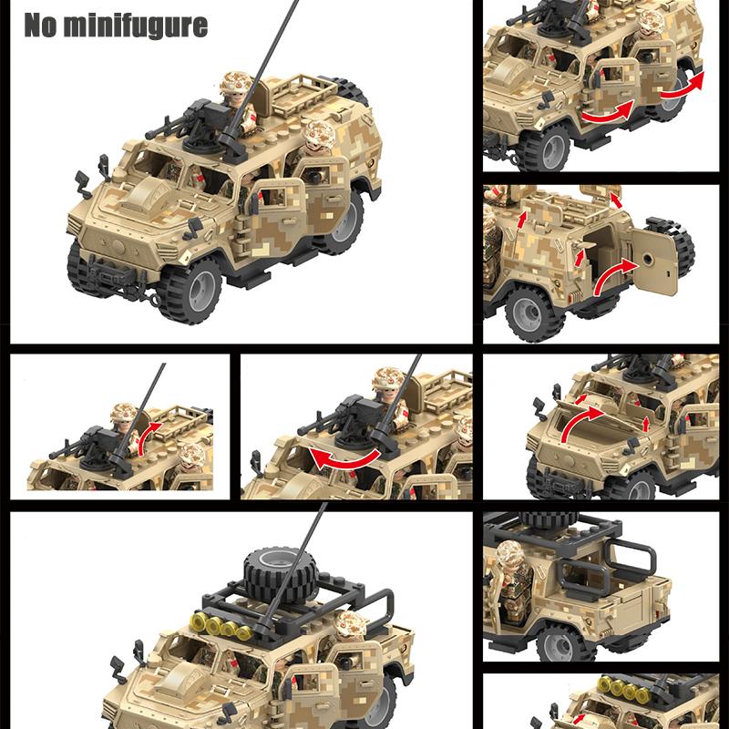 WW2 TBS Assault Team Military Hummer Jeep Armored Vehicle Building Block Model Army Mini Soldier Transport Chariot Toys Kit Gift