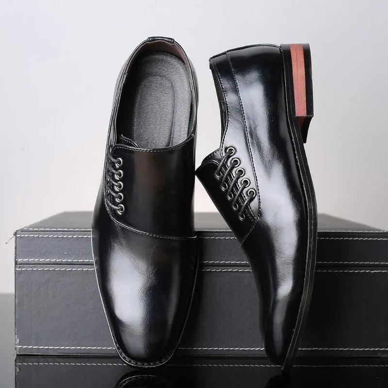Men Plus Size Business Leather Shoes with Side Straps for Casual and Fashionable Men Leather Casual Shoes