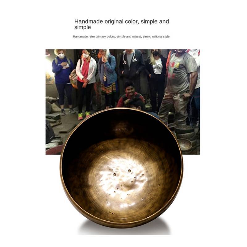 Large Copper Buddha Sound Bowl For Meditation And Religious Rituals With Handcrafted Art
