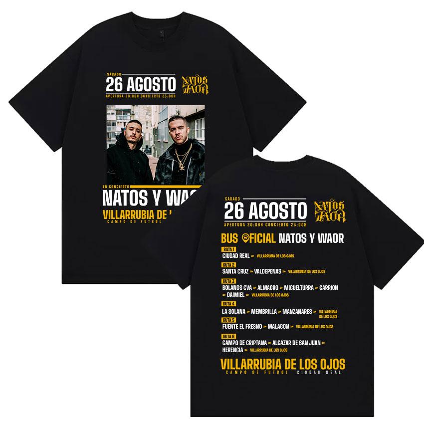 Rapper NATOS WAOR Tour 2025 Merch Graphic T Shirts Unisex Street Punk Hip Hop Short Sleeve Tshirt Unisex Retro Style Clothing Tees