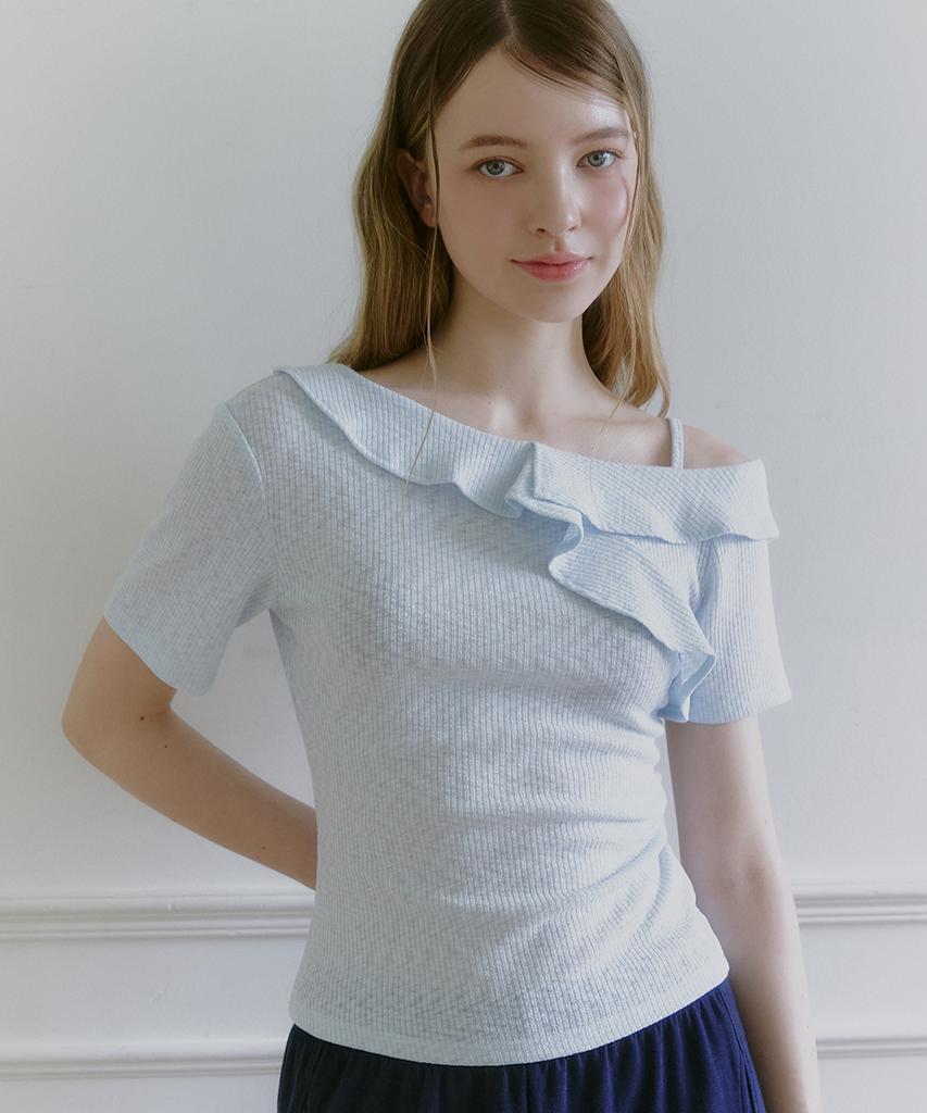 MICANE Naevin Frill One-Shoulder Tee