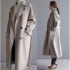 Womens Oversized Wool Blend Coat Winter Medium Length Double Breasted Casual Trench Style