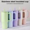 40 Oz Thermal Cup Stainless Steel Tumbler with Flip Straw Leakproof Insulated Travel Mug with Handle for Home Office Car