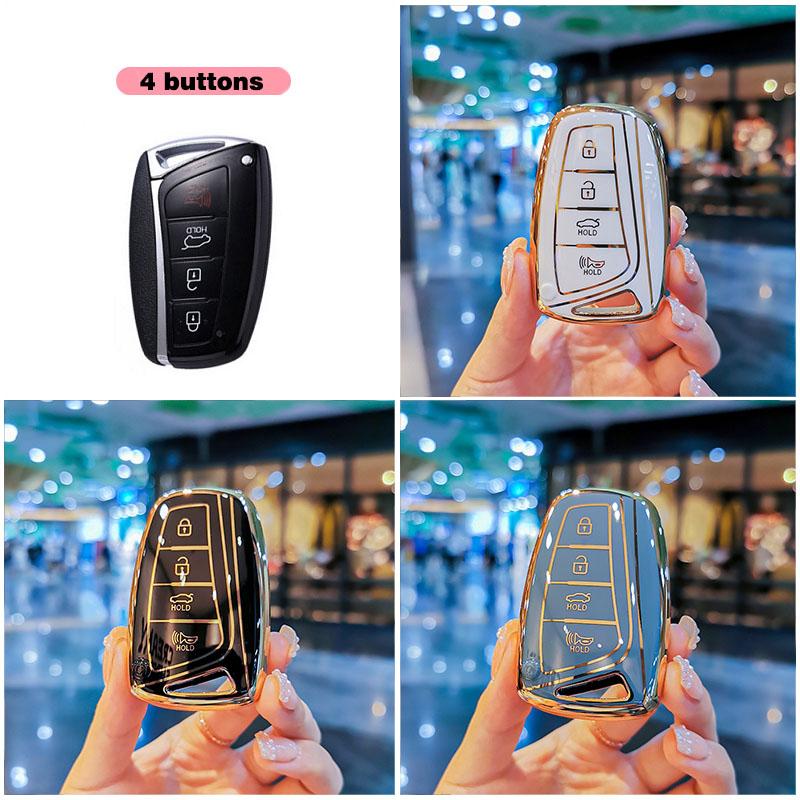 Soft TPU Car Key Cover Remote Case For Hyundai Santa Fe Sport Ix45 Equus Centennial Genesis G80 Grandeur Azera 2013-2016 Shell