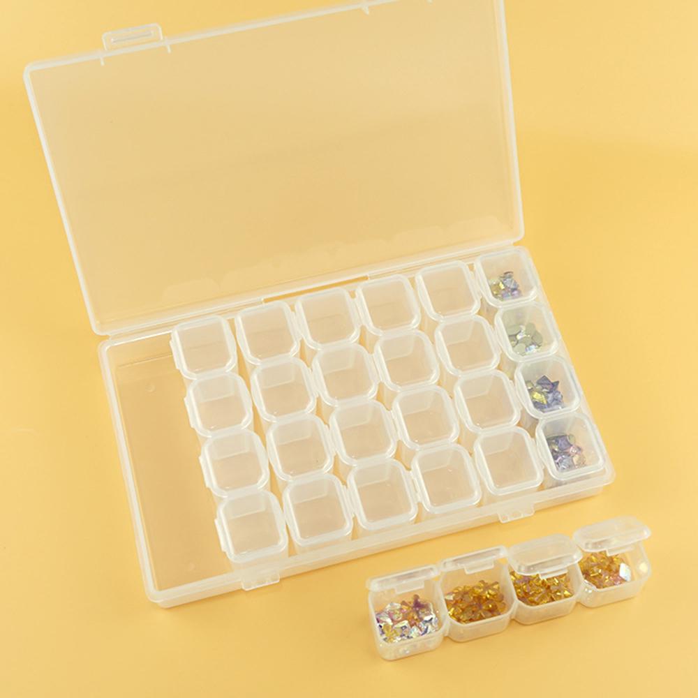 28 Grids Transparent Storage Lastics Box Shatter-Resistant Individual Manicure Mini Diamonds Tools Storage Box With Cover