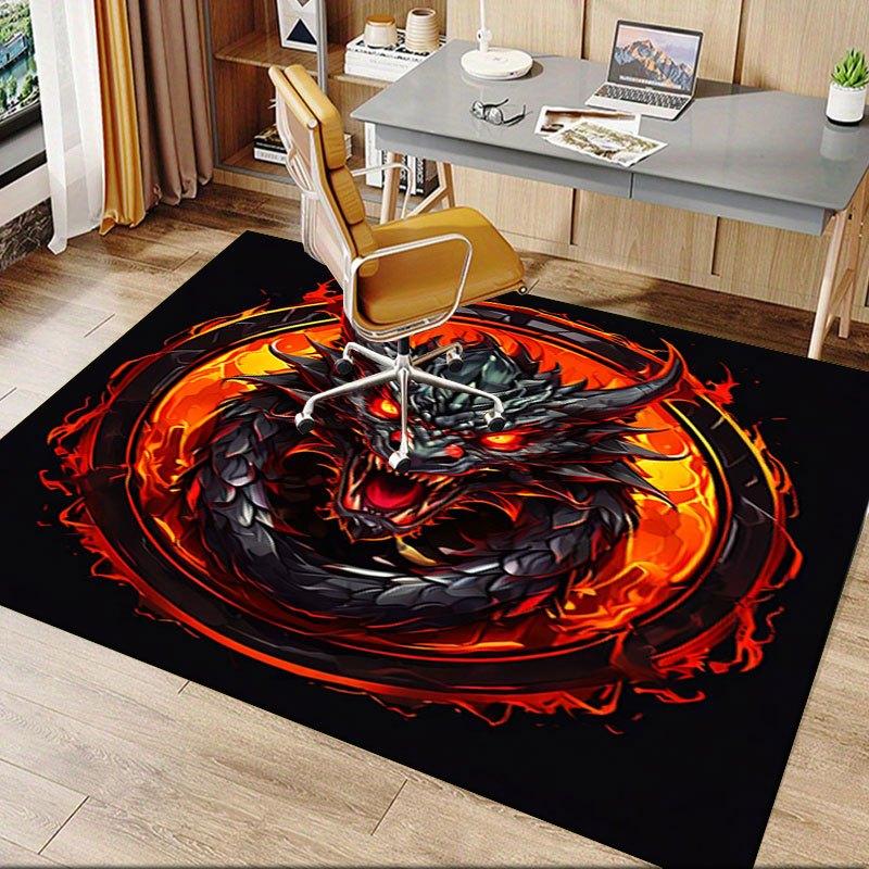 "Fiery Dragon Logo Art Print - Fantasy Beast Design"Office Mat Perfect for Home Decor Office Desk Chair Rugs Chair Carpet for Office Polyest