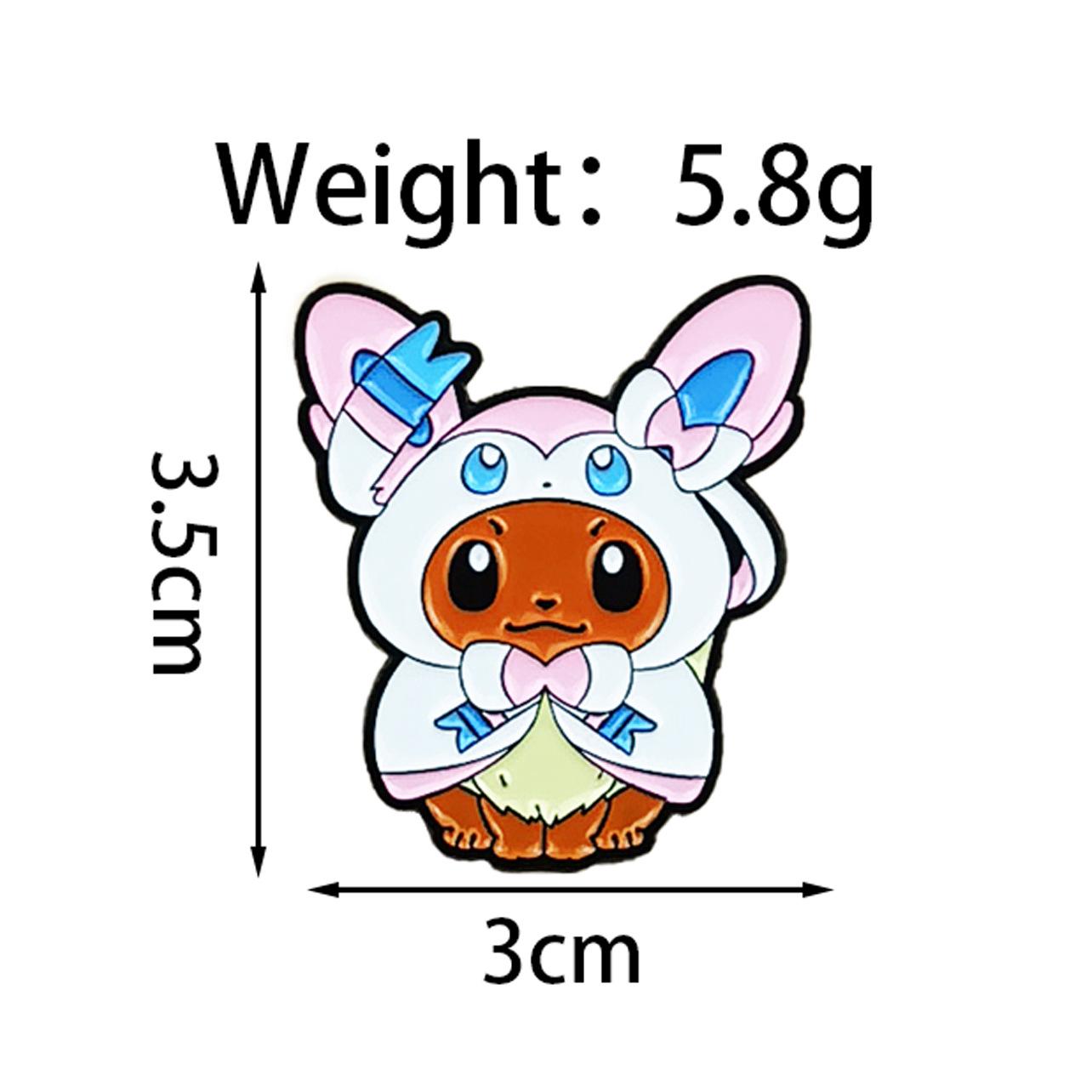 Eevee Multi-Attribute Cute Badge - Cartoon Pokémon Anime Brooch for Kids Clothes Accessories