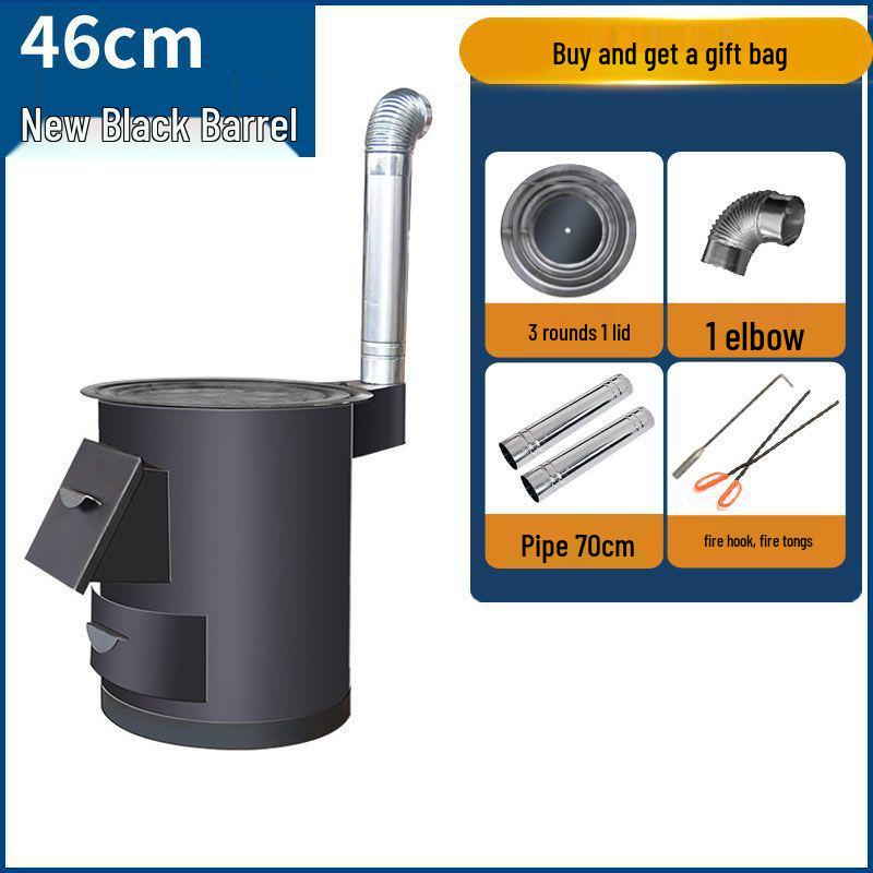 Draagbare Rookloze Houtkachel: Binnen-/Buitenverwarming met Grote IJzeren Pot, Energiezuinig, Extra Dik Ontwerp.