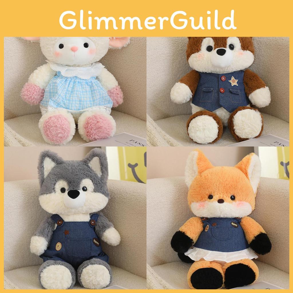 Fox Sheep Forest Husky Wolf Rabbit With Clothes Plush Toy Stuffed Doll Gift Kids