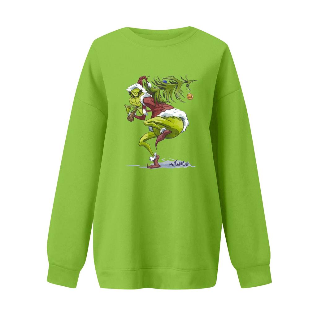 Women's Casual Fashion Long Sleeve Christmas Printed Round Neck Sweatshirt Top