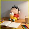 Crayon Shin Chan Night Light Tap Control Holding Soda Cup Vinyl Figure With Shiro Dog Cartoon Anime Desktop Decor For Anime Fans
