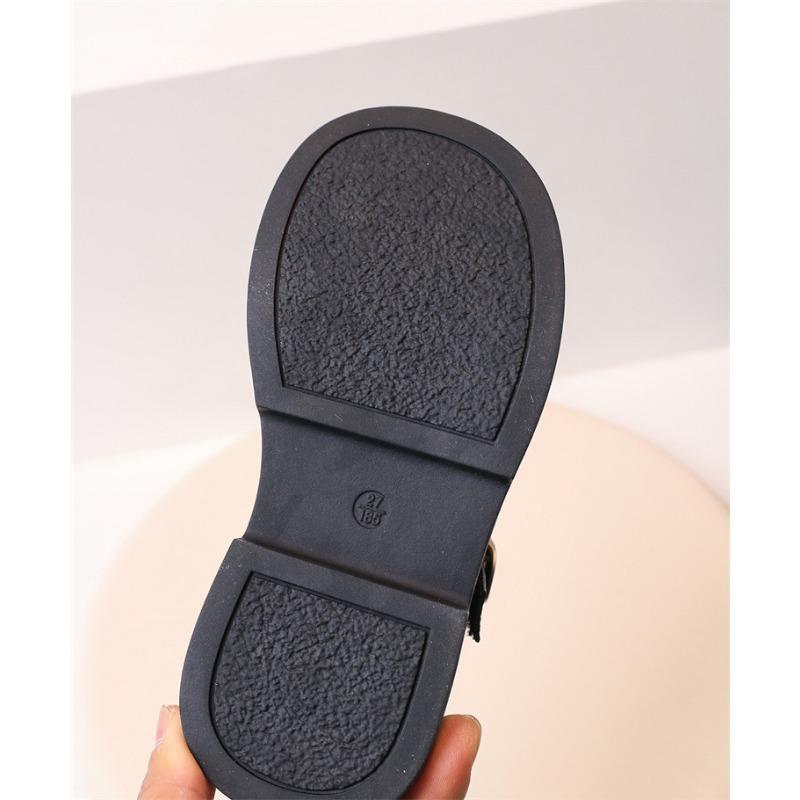 Black Girls Soft Sole Princess Leather Shoes Korean Style Children Casual Loafers