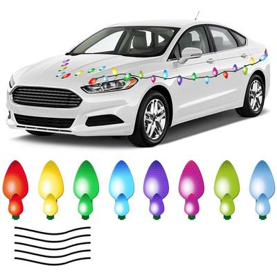RFM028 Christmas Light Bulbs Magnetic Honeycomb Grid Reflective Stickers for Car, Refrigerator, or Garage Door
