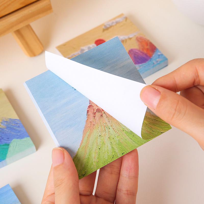 High-Value Ins-Style Oil Painting Sticky Notes, Attachable Message Cards for University/High School, Cute Sticky Notes