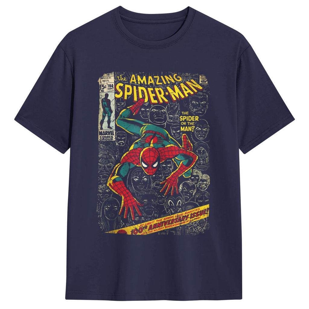 Genuine = Spider-Man Comic Book Anniversary T-Shirt Cotton Jacket Short Sleeve O-Neck T-Shirt Plus SizeJacket
