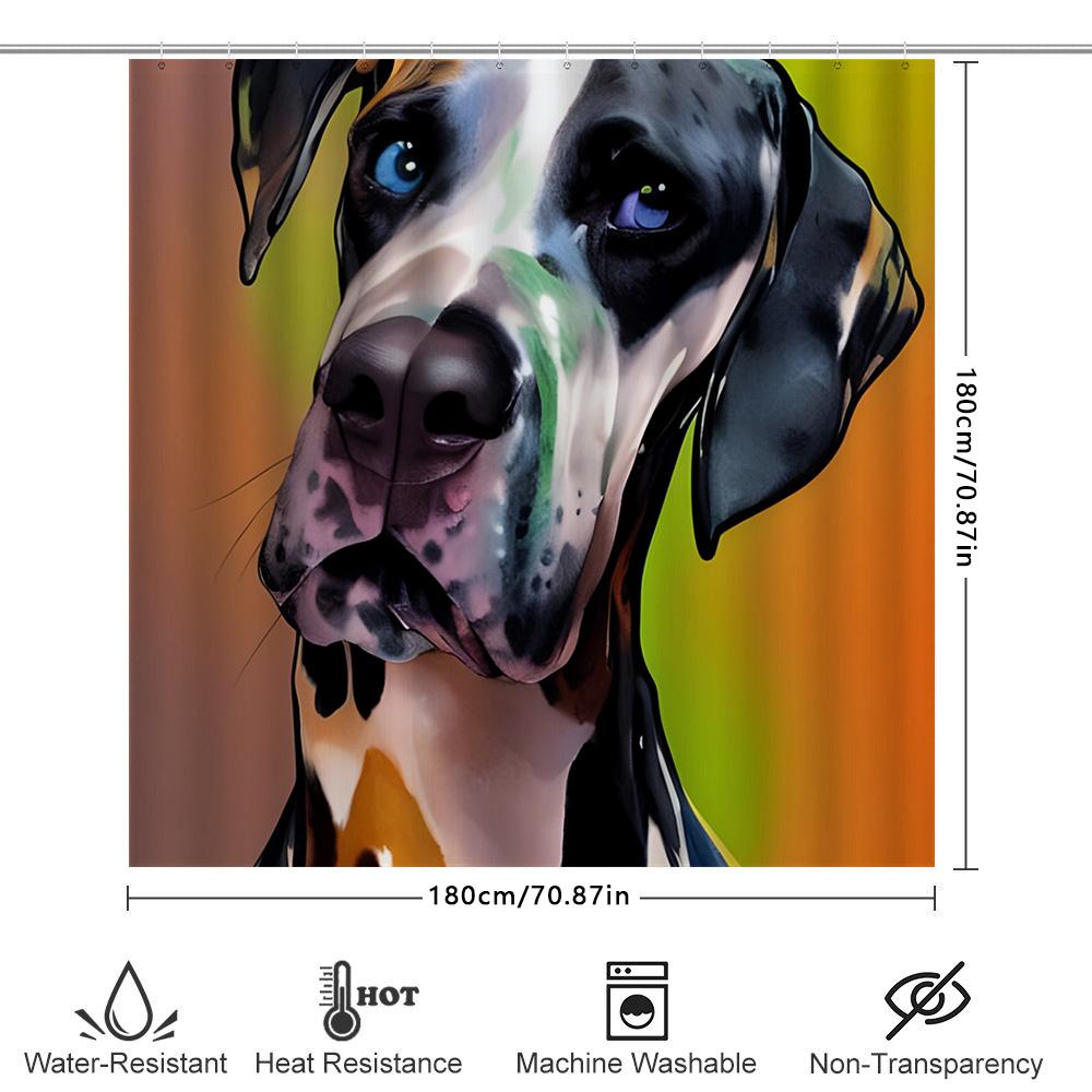 Creative Watercolor Dog Bathing Room Decor Shower Curtain Waterproof Bathroom Home Decoration Wall Hanging Art Print In Blue Bla