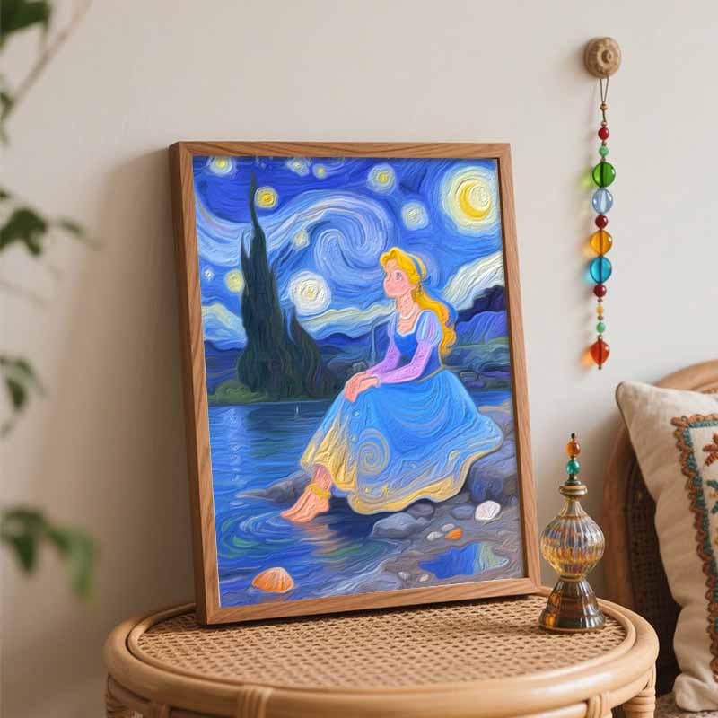 Disney Digital Oil Painting Art Kit Starry Night Princess Handmade Coloring Painting Home Decor