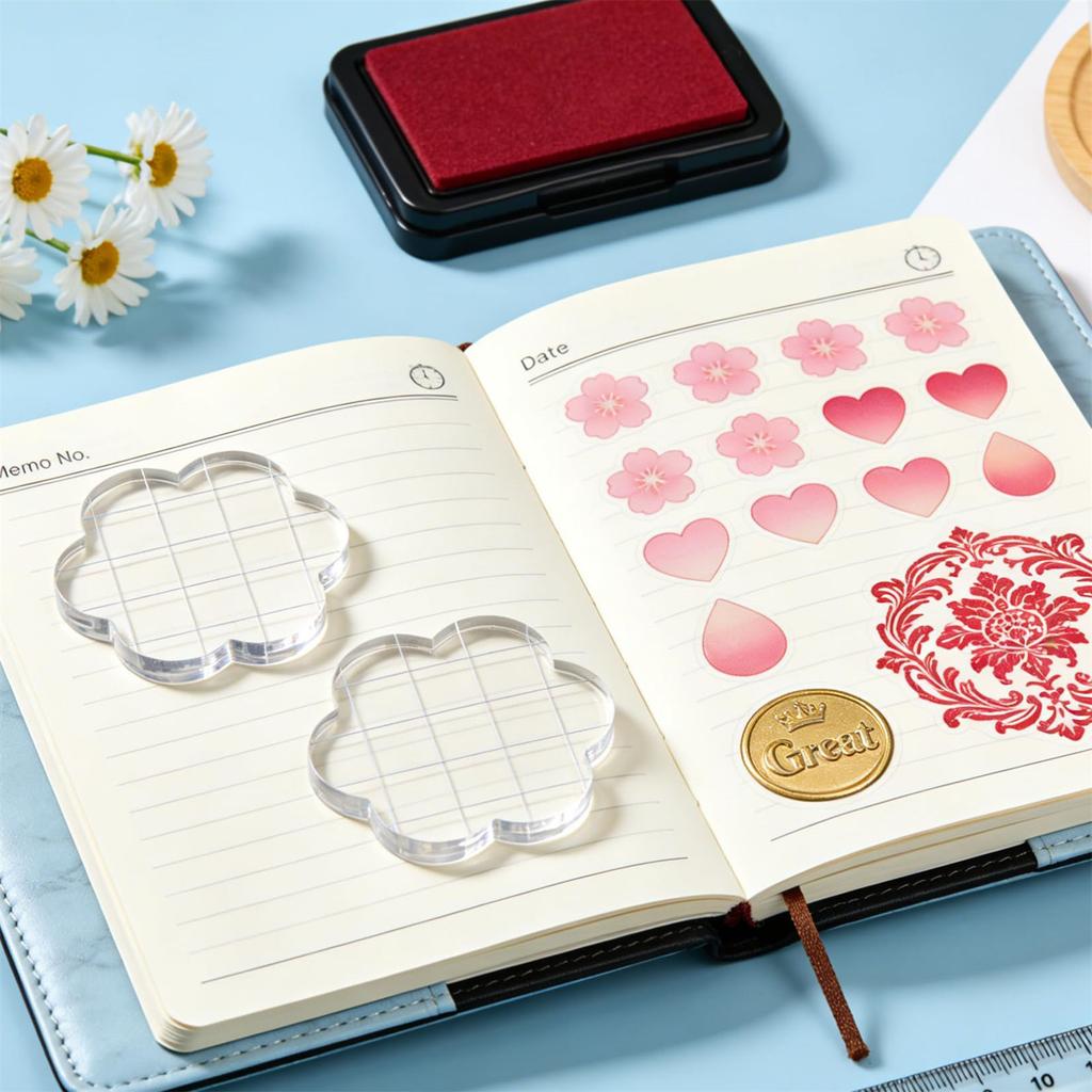 6/9Pcs Multipurpose Stamping Blocks with Alignment Guide Clear Acrylic Stamper Blocks For Card Making Journal Planner