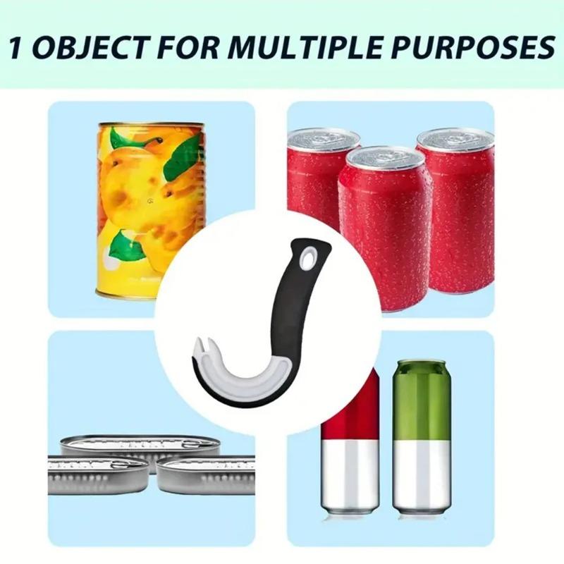 1PCS Portable J-Shaped Easy Grip Tin Openers Kitchen Non-Slip Jar Opener Lid Opening Tools Ring Pull Can Opener Multifunctional