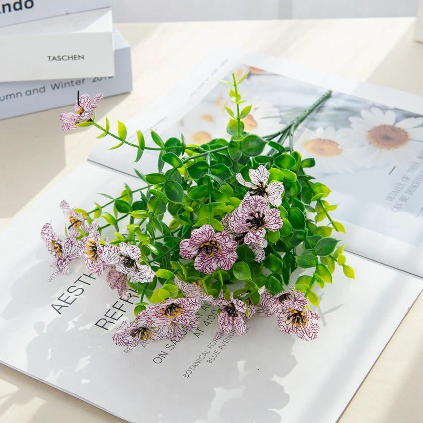 Künstliche Pflanze Blume Seide Kunststoff Eukalyptus violett Verkaufsschlager Hochzeit Weihnachtsdeko Zuhause Vase Außen Garten Bonsai Party DIY