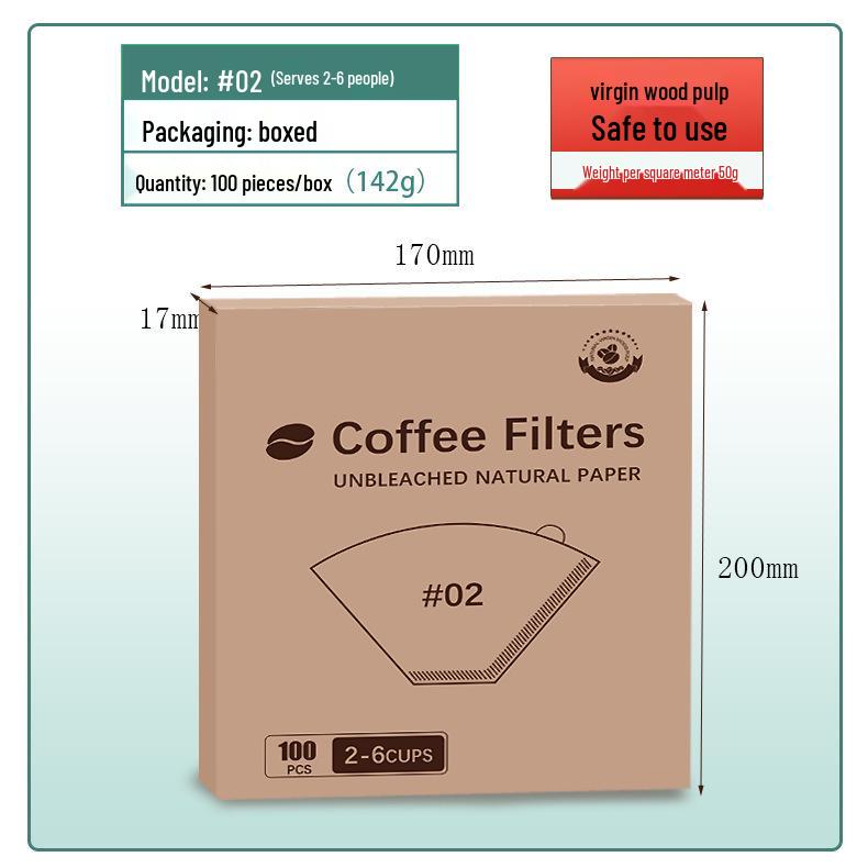 Fan-Shaped Hand-Pour Coffee Filter Paper, Raw Wood Pulp, V60 Type 04, Hanging Ear Design